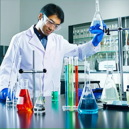 科学家们正在进行实验来测试新药的有效性。