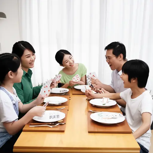 晚饭后，我们拿出一副纸牌来玩。