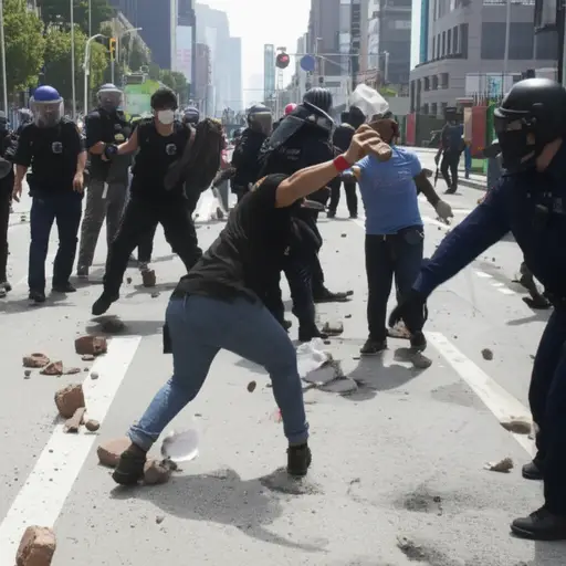 一些示威者因向警察扔石头而被逮捕。