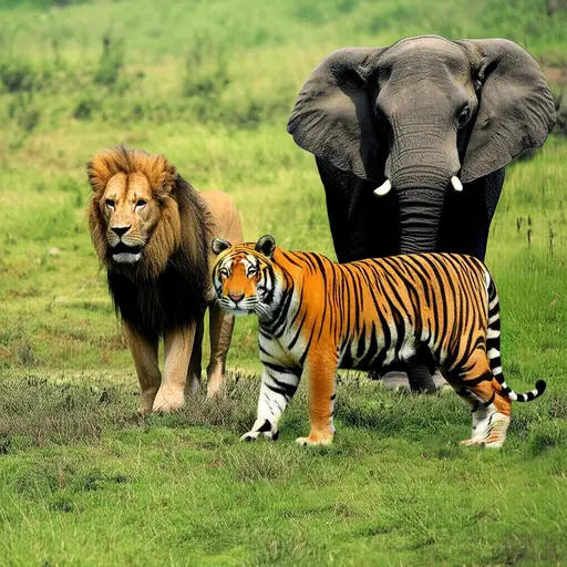 狮子、老虎和大象都是野生动物。