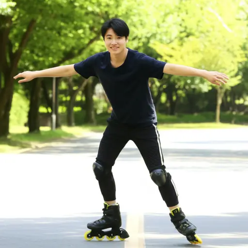 滑旱冰时，我喜欢倒滑。