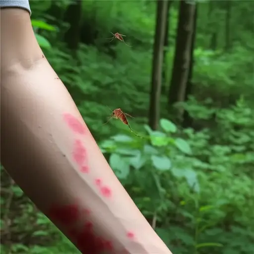 我上周末露营时被蚊子叮了好几个包。