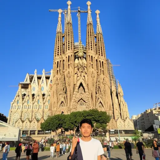 我上个月去了巴塞罗那。