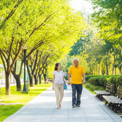 她每天下午都带她的祖父出去散步。