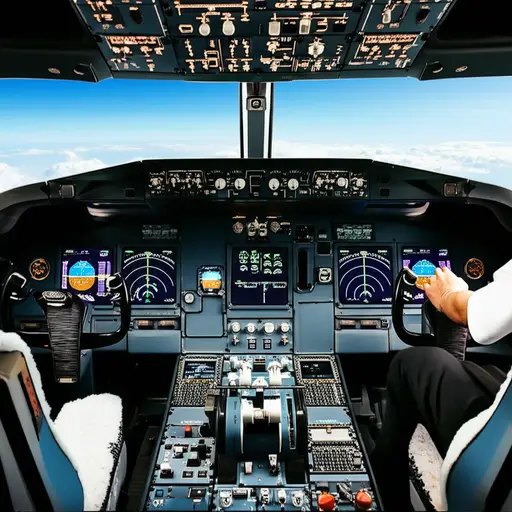 机长坐在飞机的控制装置前。