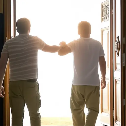 他拉住我的胳膊，把我带到外面。