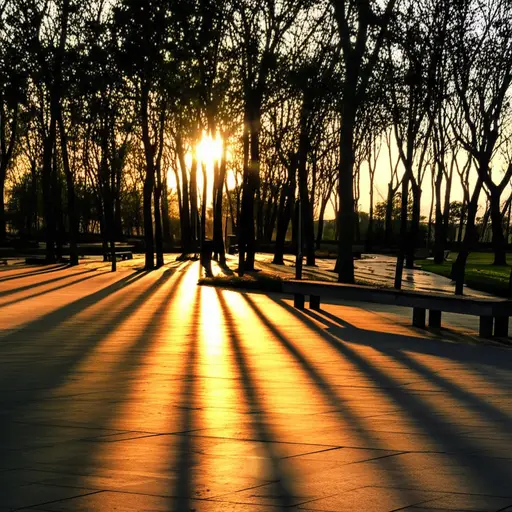 傍晚时分的公园格外宁静。