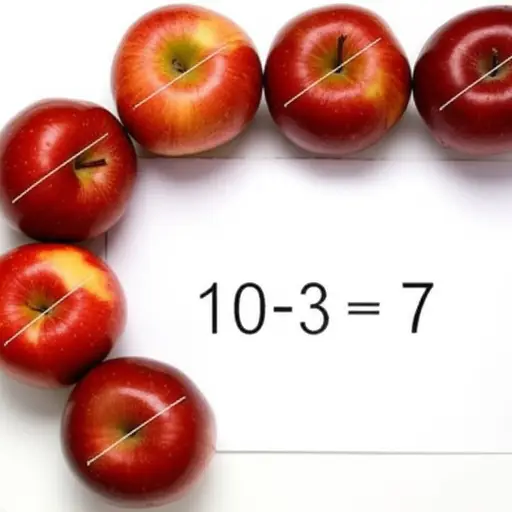 十减三等于七。