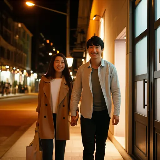 他们出去吃晚饭。