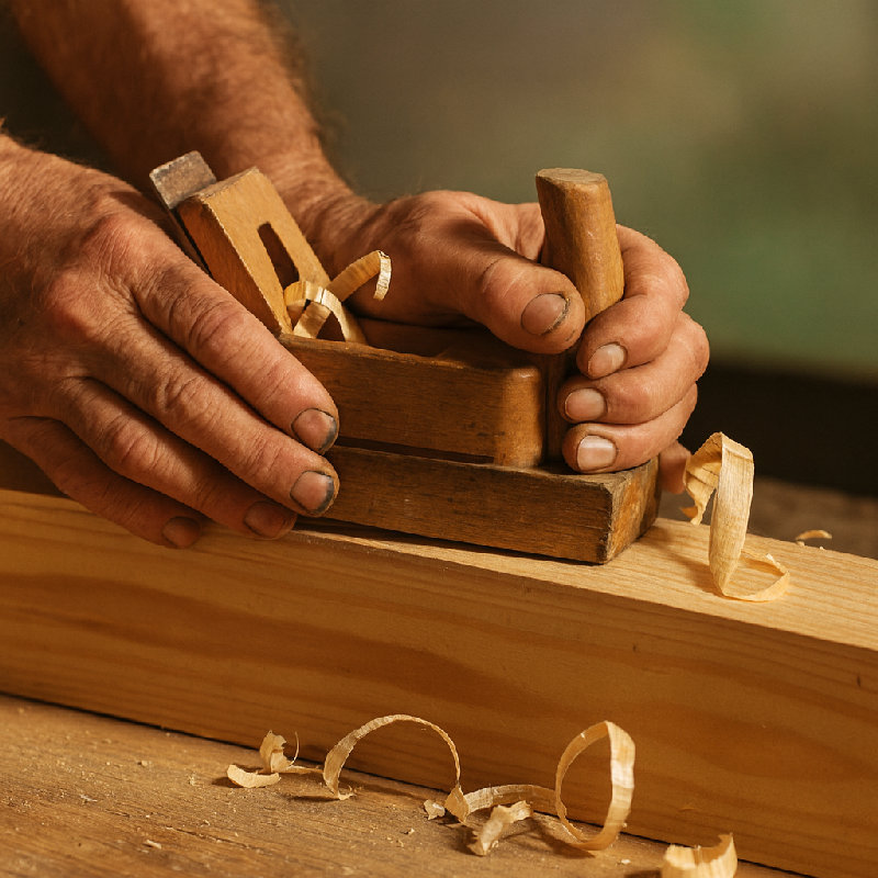 他的手因为整天做木工活而变得粗糙。