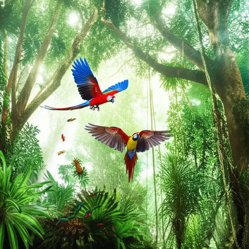 许多独特的动植物物种生活在亚马逊热带雨林中。