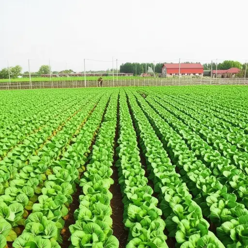 这个农场有一大片种植蔬菜的区域。