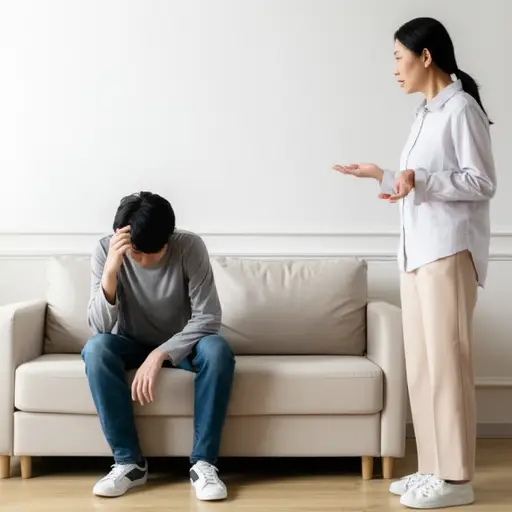 休将缺乏自信归咎于他的母亲。