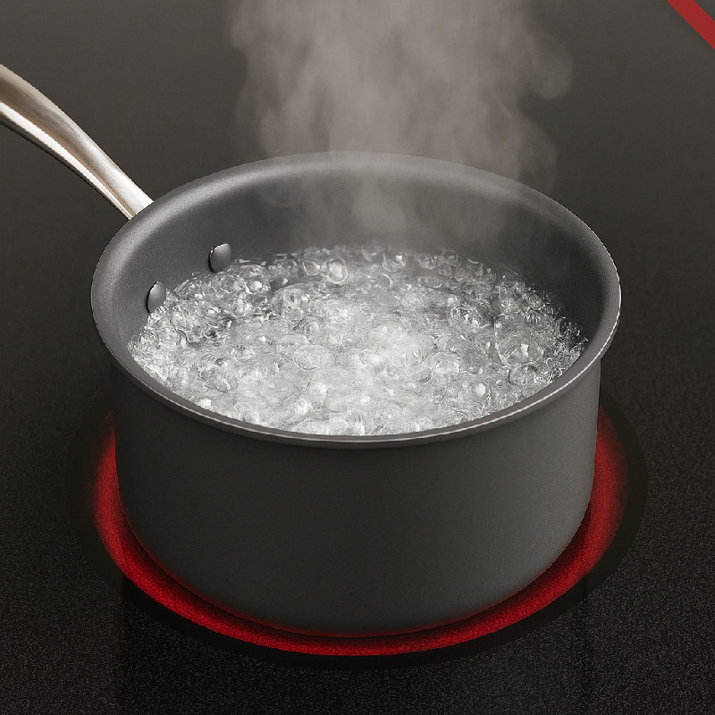 水已经煮开了。