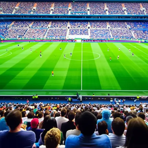 我们周末去体育场看足球赛。