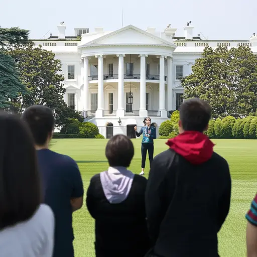 昨天我参观了"白宫"，导游非常友好。