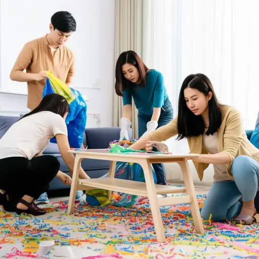 派对结束后，我们都帮忙清理了客厅。