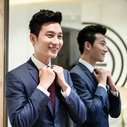 盖伊穿新西装看起来很时髦，不是吗？