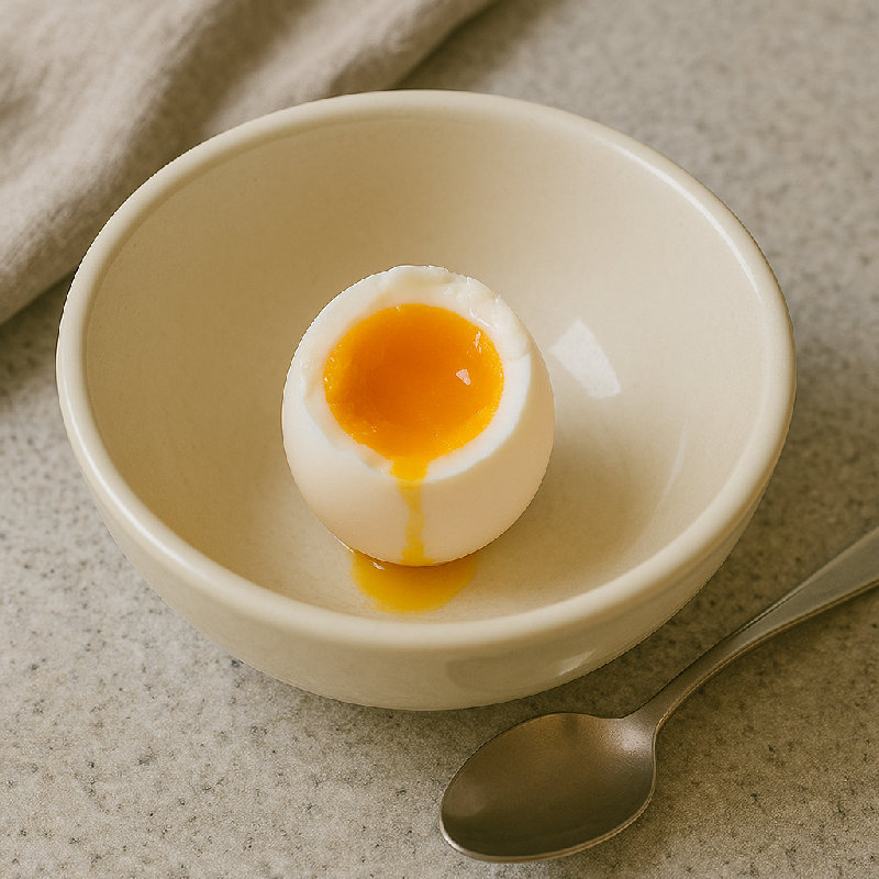 她喜欢吃半熟的鸡蛋。