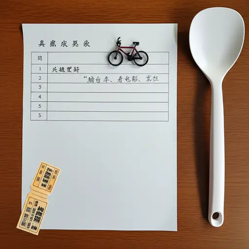 在他的申请表上，他列出的兴趣爱好是骑自行车、看电影和烹饪。