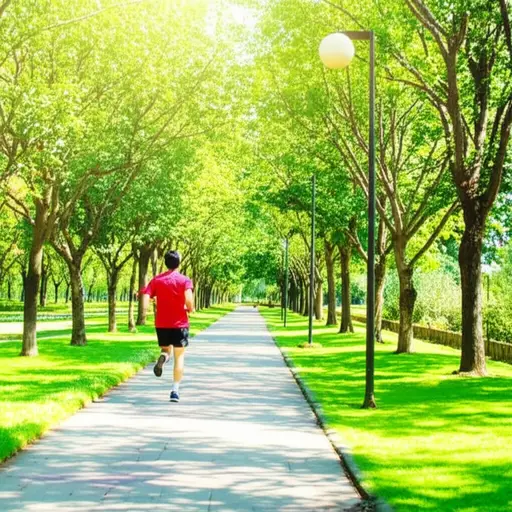 我喜欢在公园慢跑。