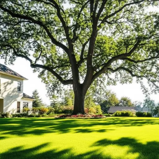 我们的院子里有一棵橡树。