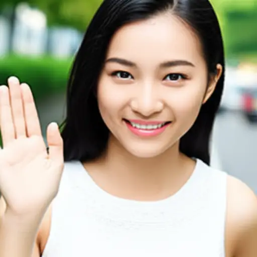 她挥手说了再见。