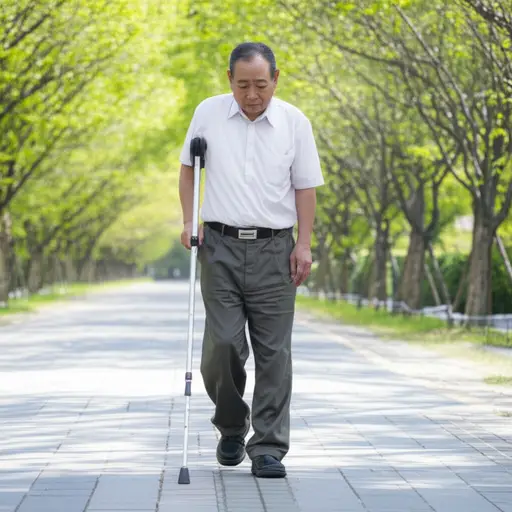 他走路有很大困难。