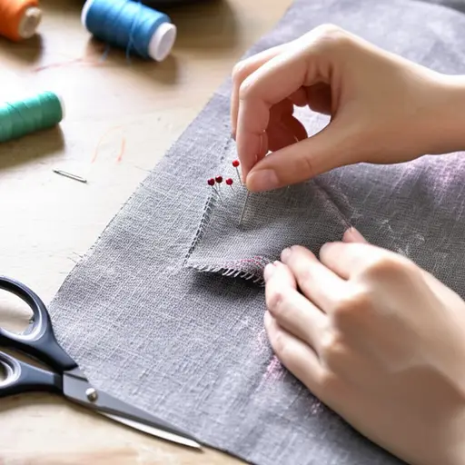 我会用一根针把补丁固定住，然后缝上。