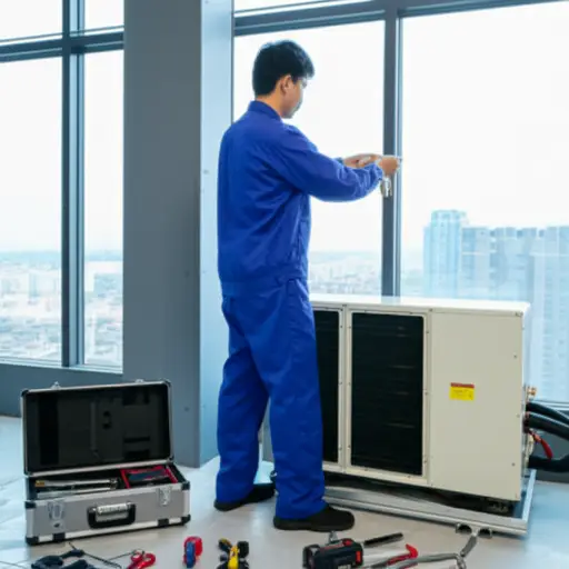 技术员将在下周安装新的空调机组。