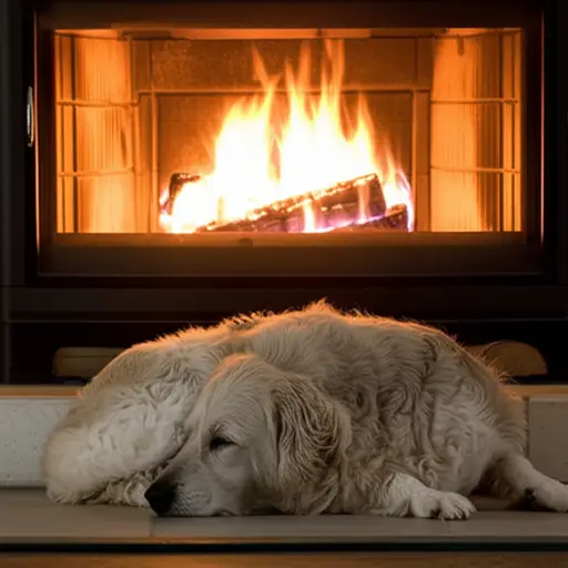 那只老狗在壁炉边安静地睡着了。