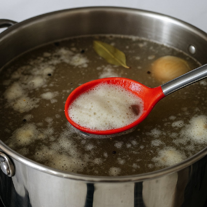 煮汤时要撇去浮沫。