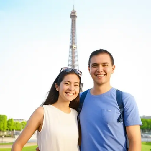 我们去巴黎度蜜月了。