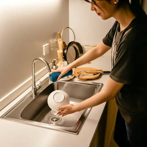 晚饭后，我洗了盘子。