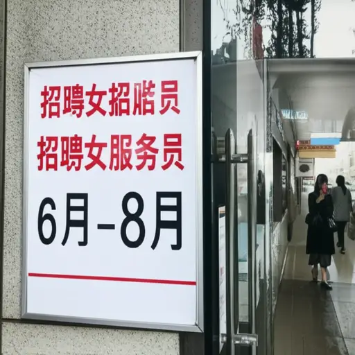 我看到一家餐厅在六月到八月期间招聘女服务员。
