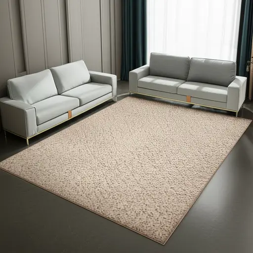 我买了一块大地毯来填补客厅里的空位。