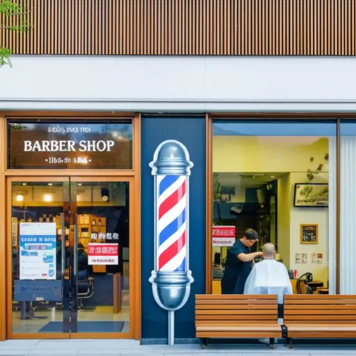 爸爸去阿斯特广场的理发店理发。