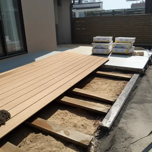 我们决定用混凝土露台替换木制平台。