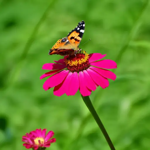 看！那只蝴蝶停在花上了。