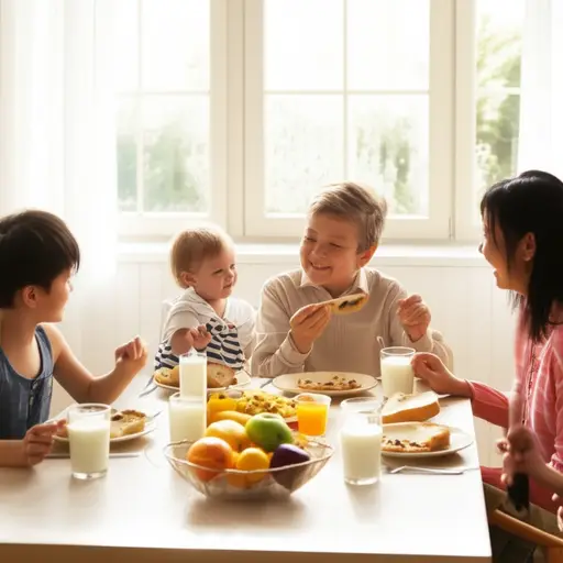我们早上吃早餐。