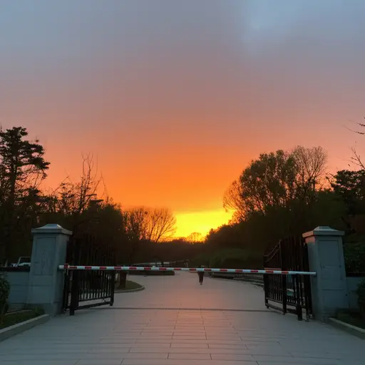 公园在日落时关闭。