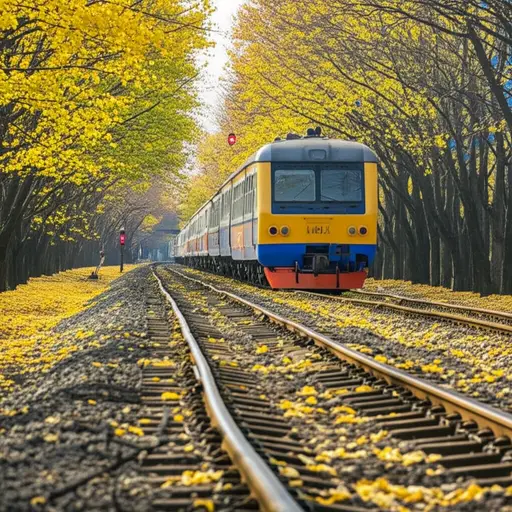 火车晚点了，显然是因为轨道上有树叶。