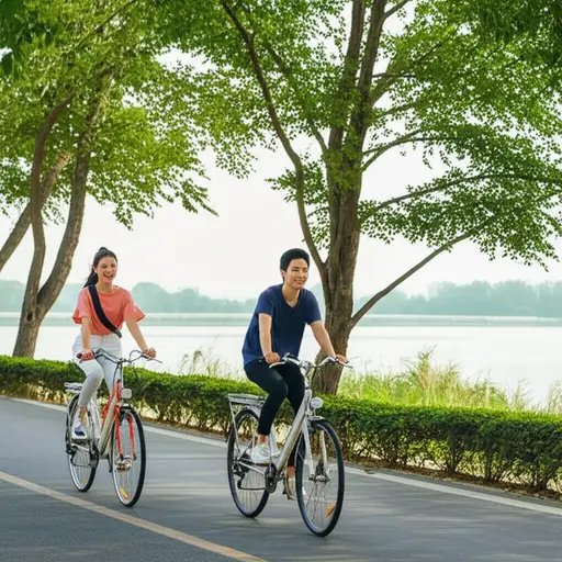 让我们骑车去河边吧。