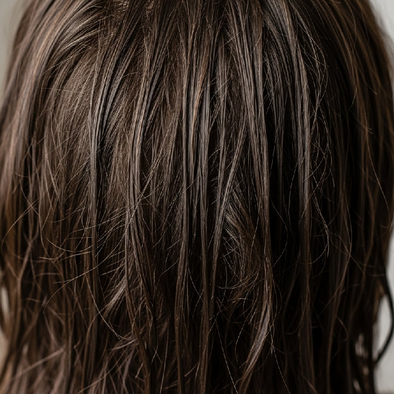 她的头发看起来很油腻，因为她好几天没洗头了。