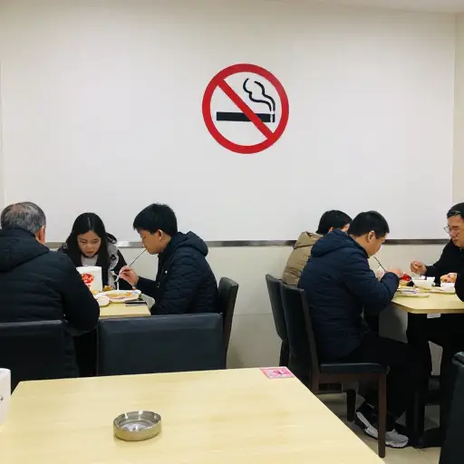 这个餐厅里禁止吸烟。