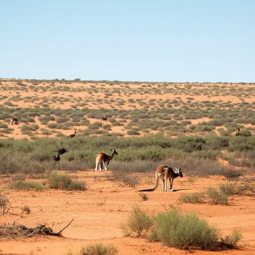澳大利亚的半沙漠地区有独特的野生动物。