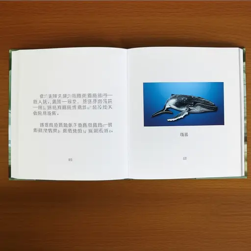 我们在书上看到一张鲸鱼的图片。