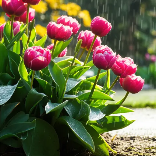 雨后花园里的花闻起来真香。