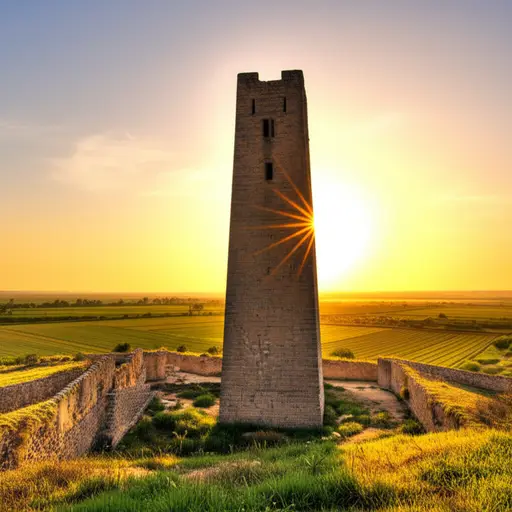 从几英里外我们就能看到那座古老城堡的塔楼。