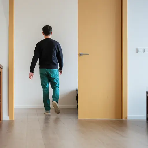 他正朝卧室的方向走去。